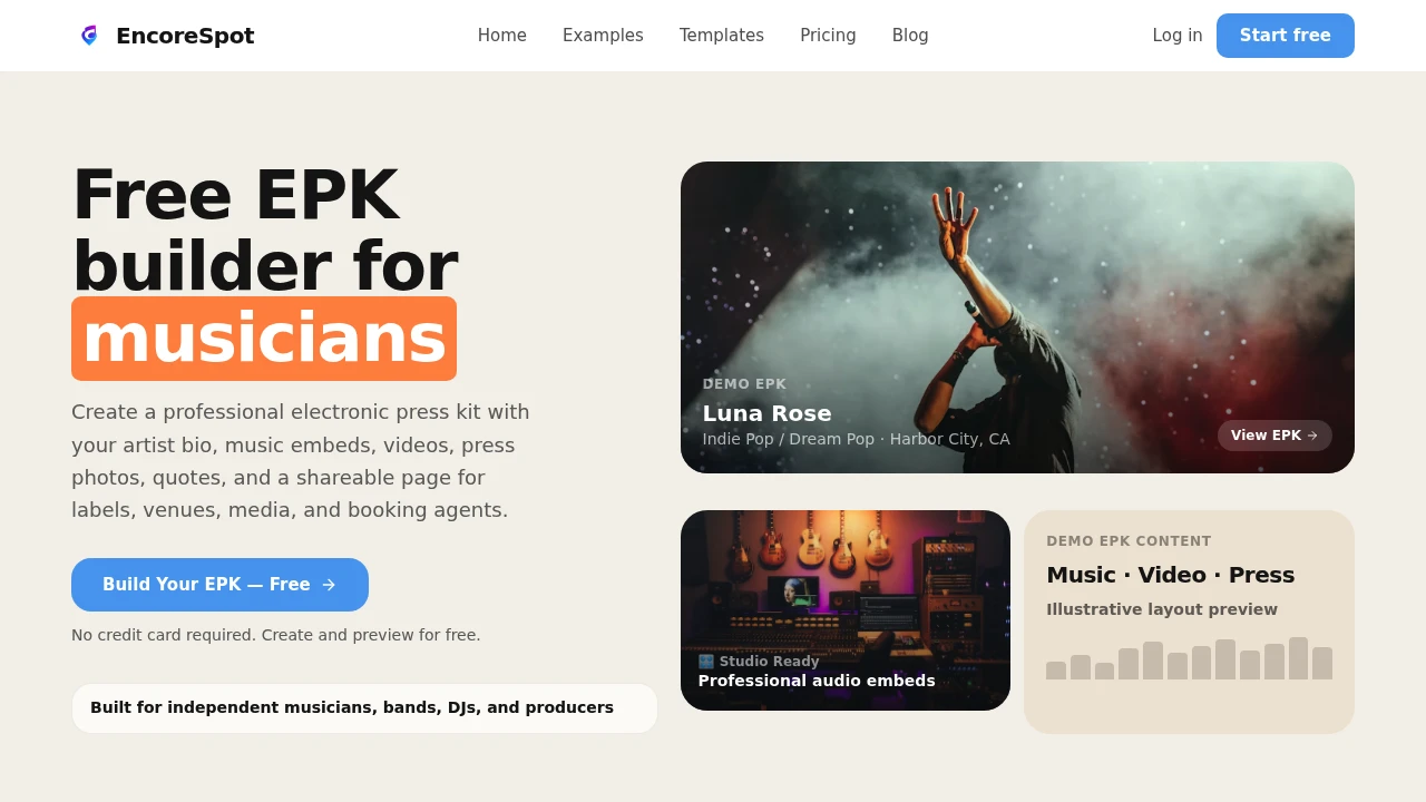Screenshot of EncoreSpot website