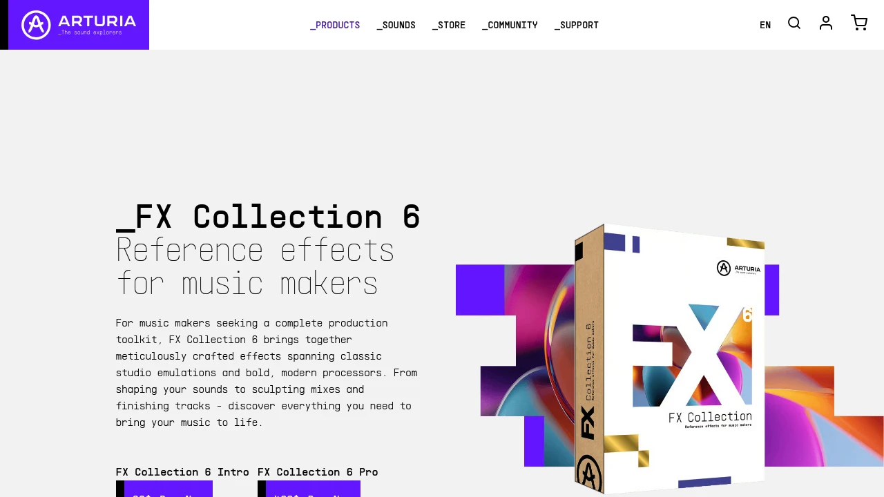 Screenshot of FX Collection 6 Pro website
