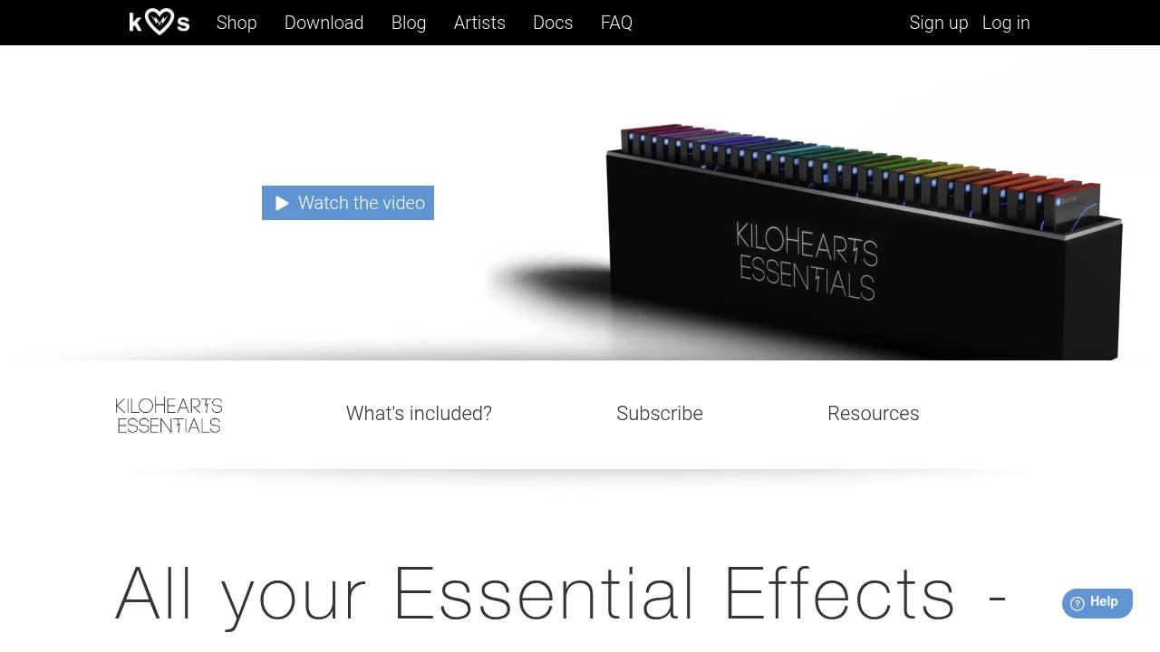 Screenshot of Kilohearts Essentials website