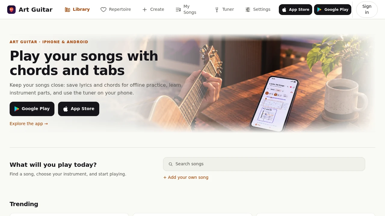 Screenshot of Art Guitar website