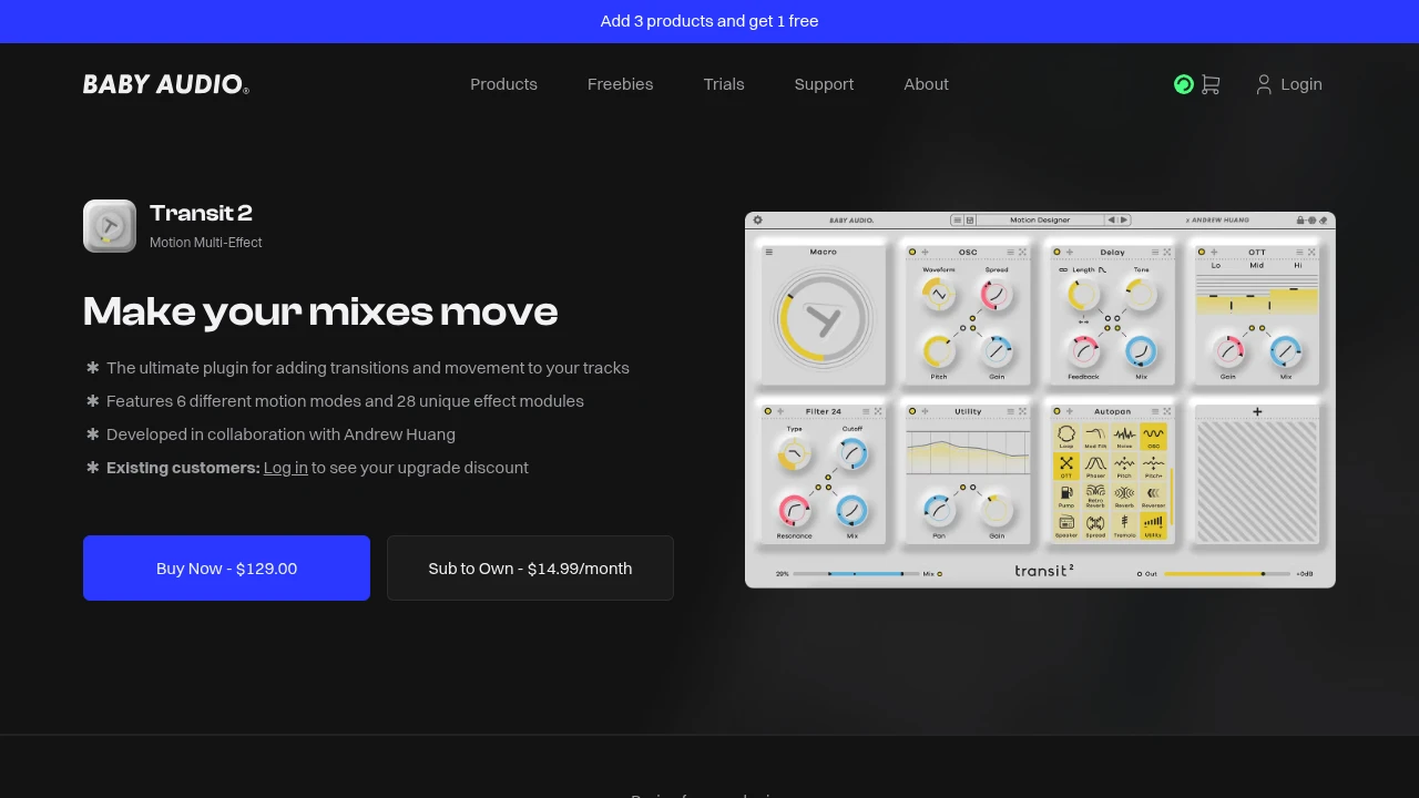 Screenshot of Transit 2 website