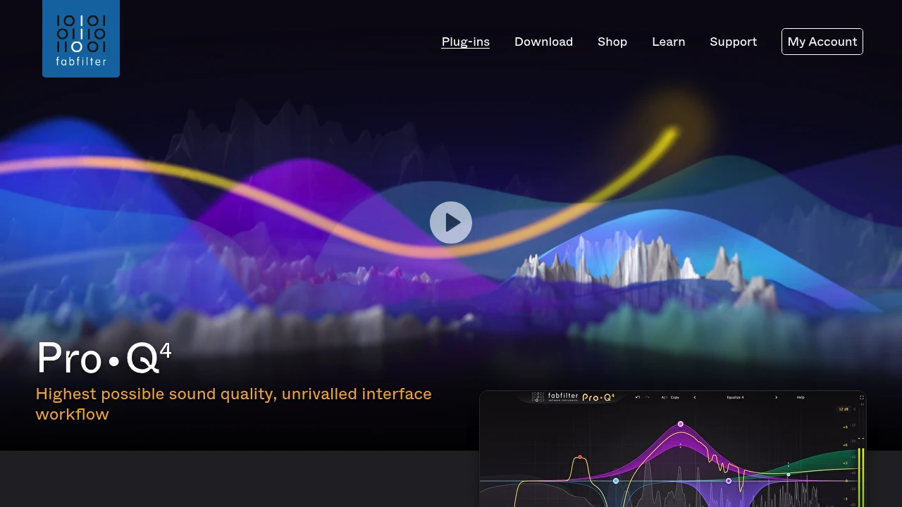 Screenshot of FabFilter Pro-Q 4 website