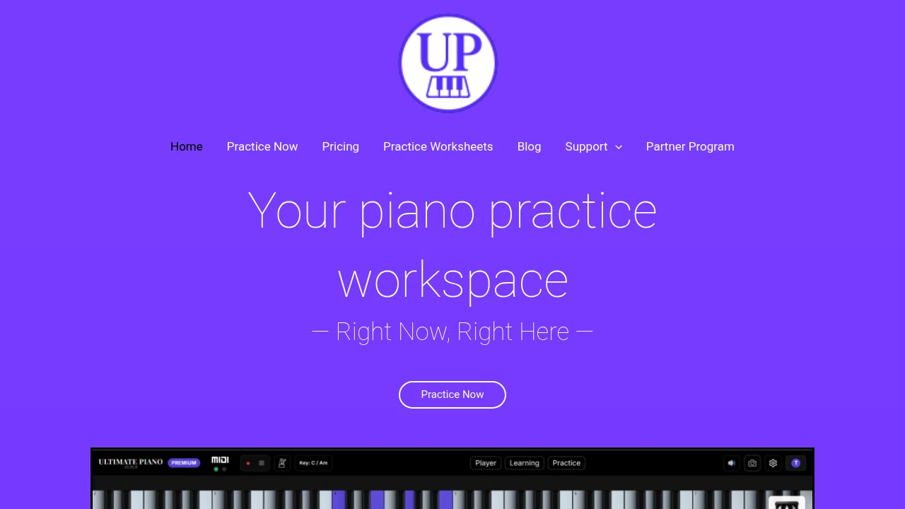 Screenshot of The Ultimate Piano website