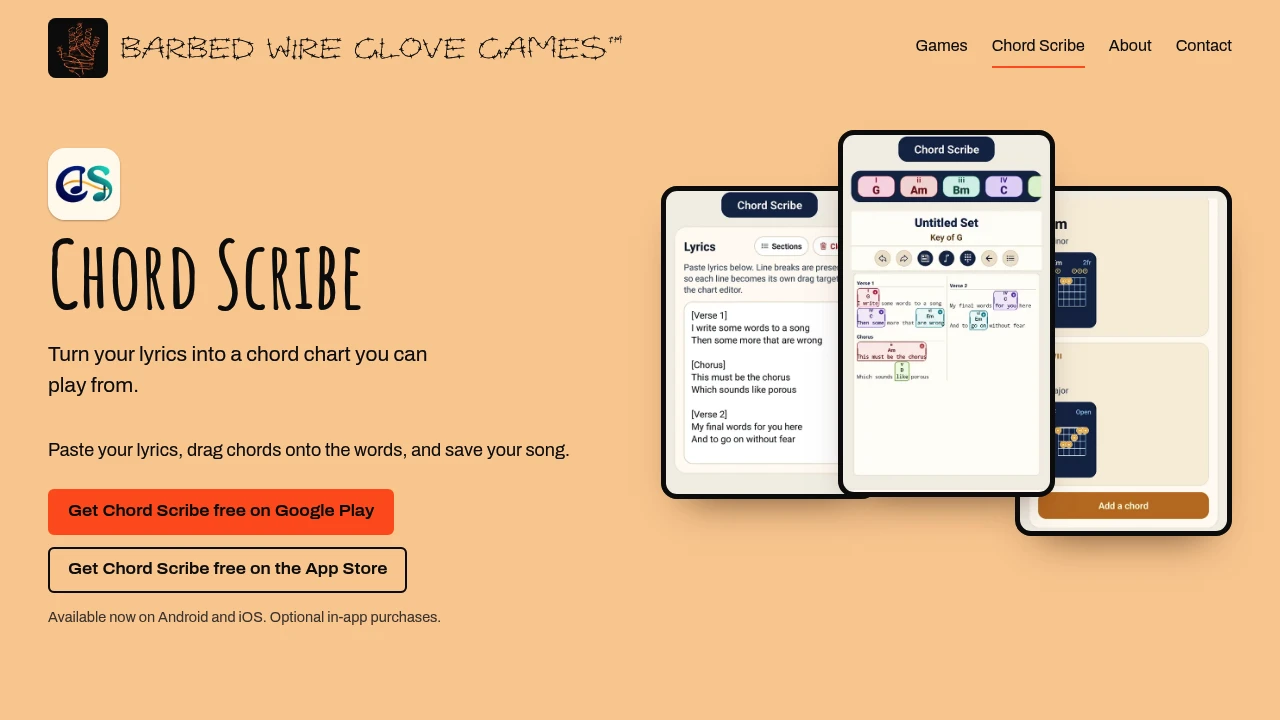 Screenshot of Chord Scribe website