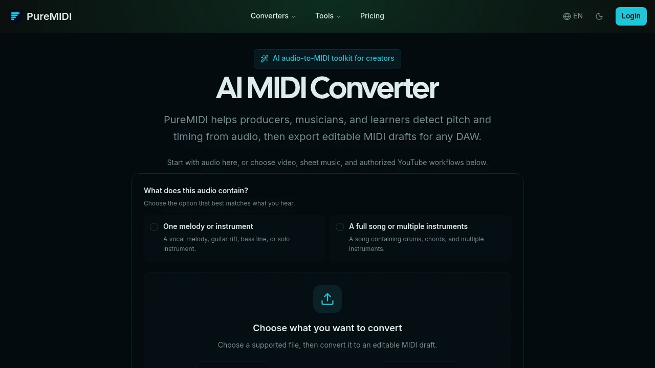Screenshot of PureMIDI website