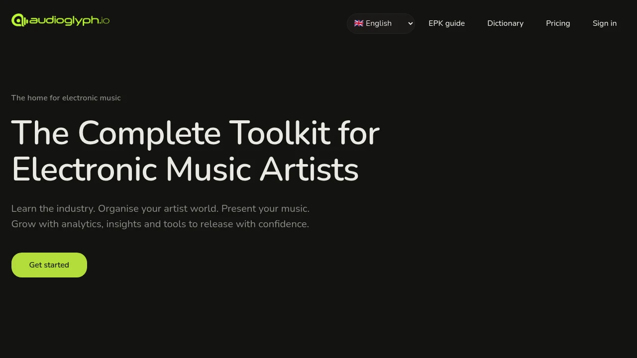 Screenshot of Audioglyph.io website