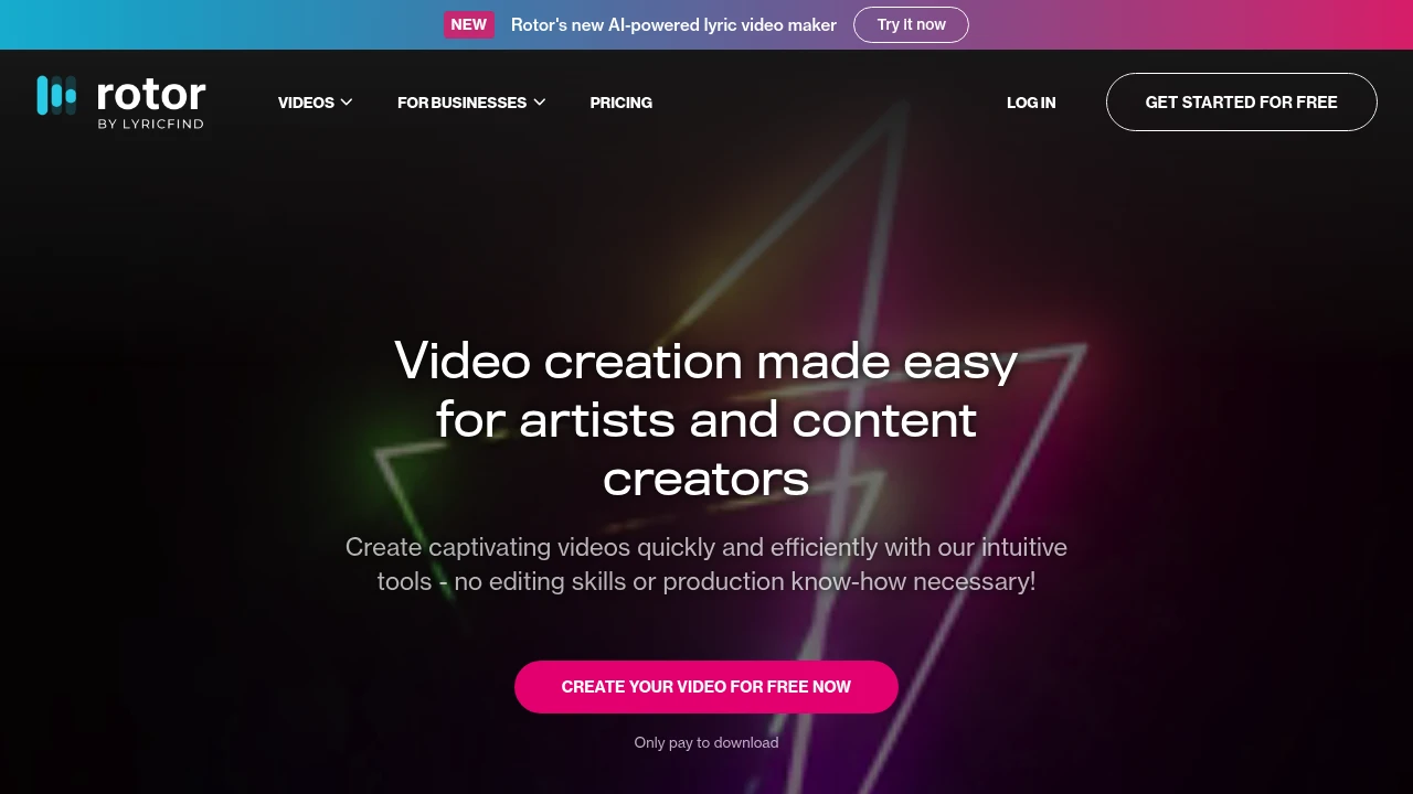 Screenshot of Rotor Videos website