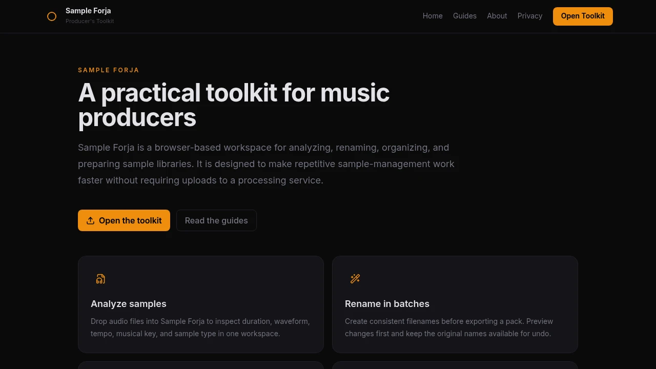 Screenshot of sampleforja website