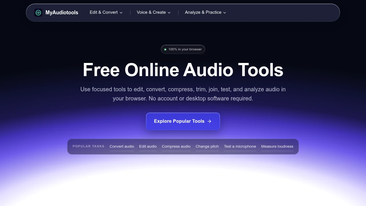 Screenshot of myaudiotools website