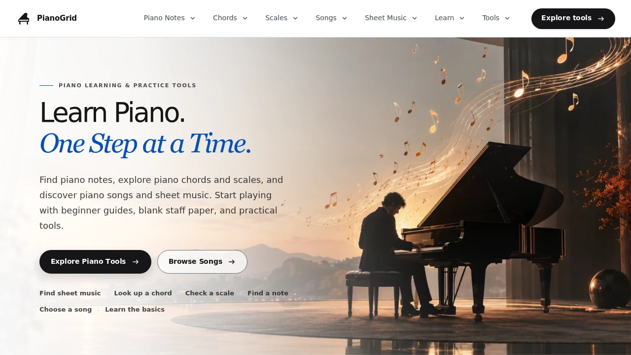 Screenshot of PianoGrid website