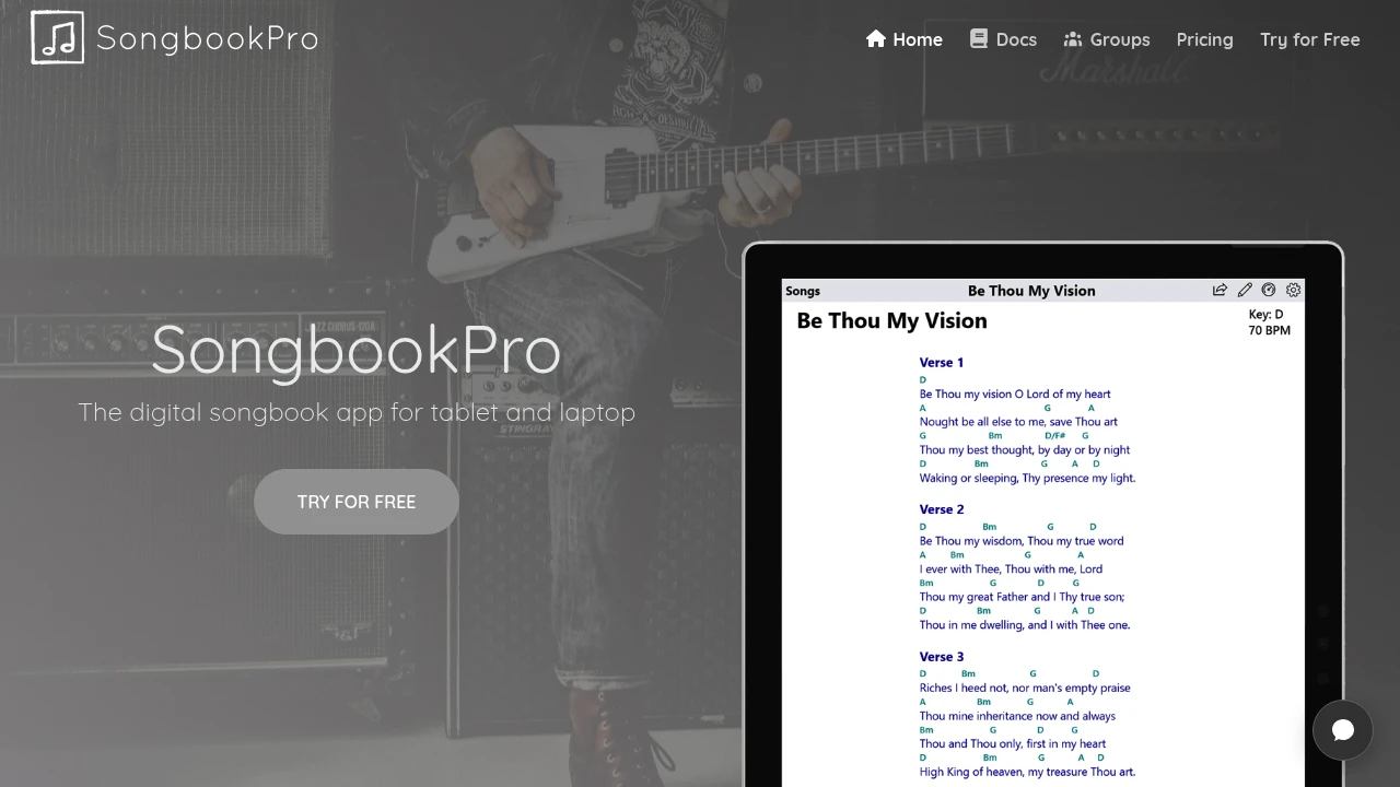 Screenshot of SongBookPro website