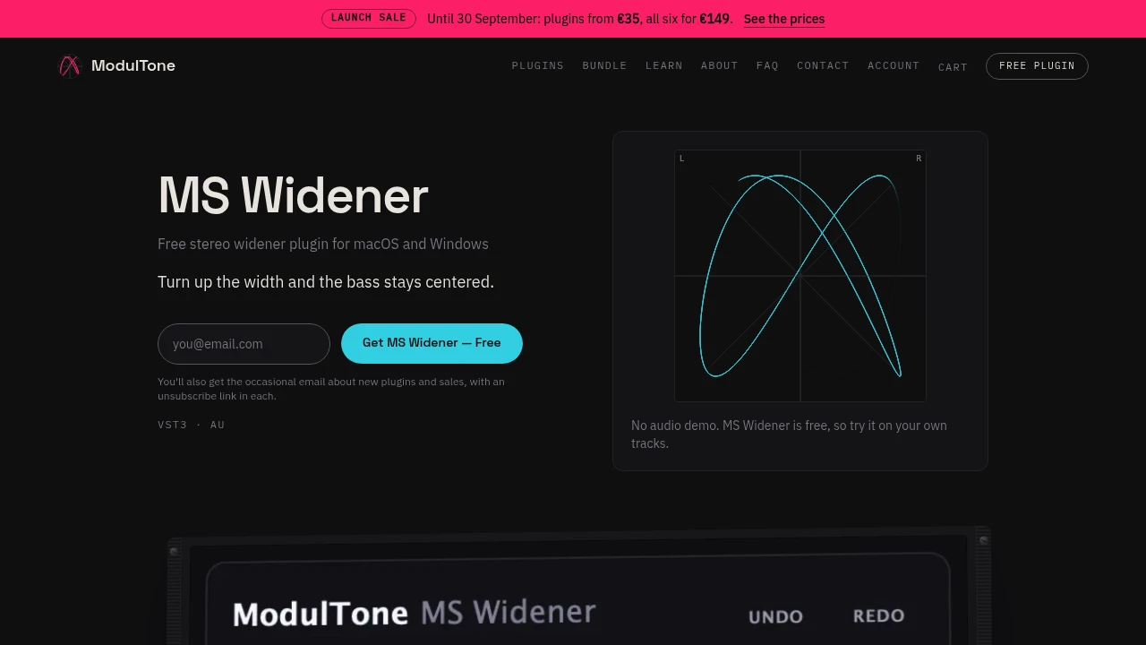 Screenshot of Modultone MS Widener website