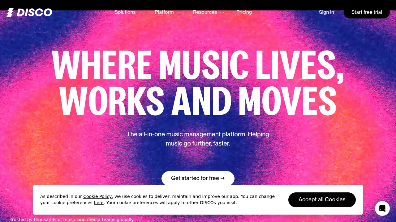 Screenshot of DISCO website