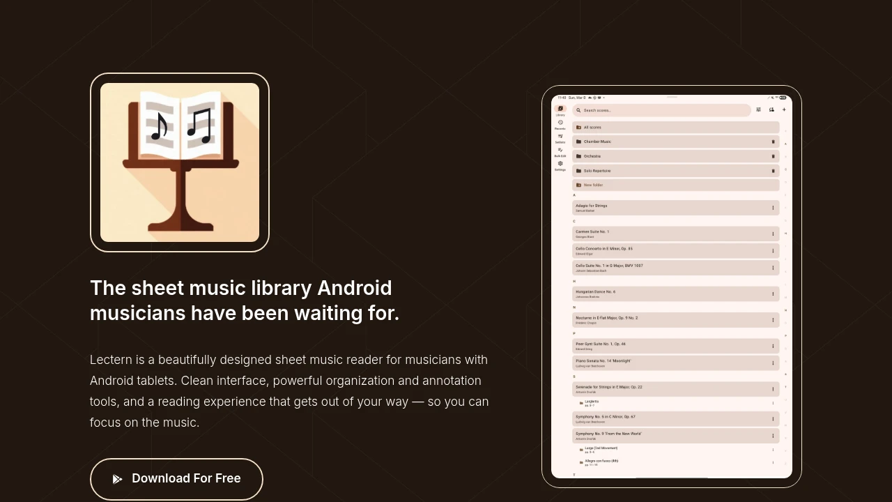 Screenshot of Lectern website