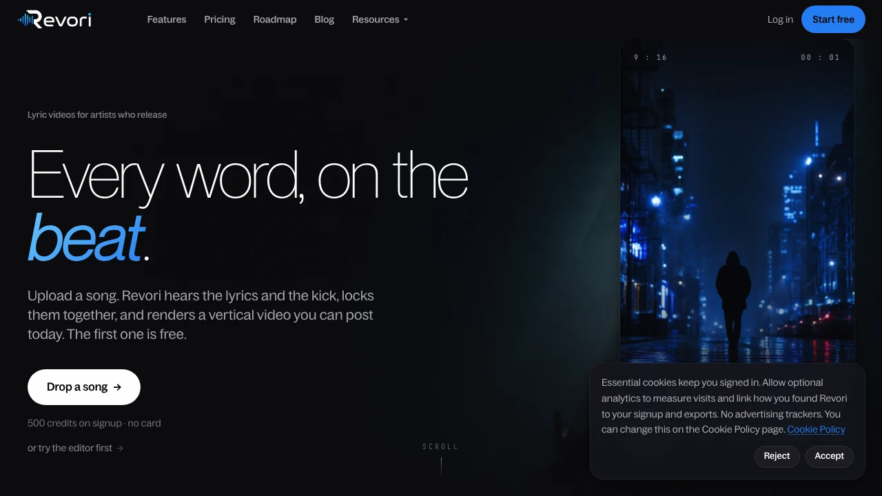 Screenshot of Revori website